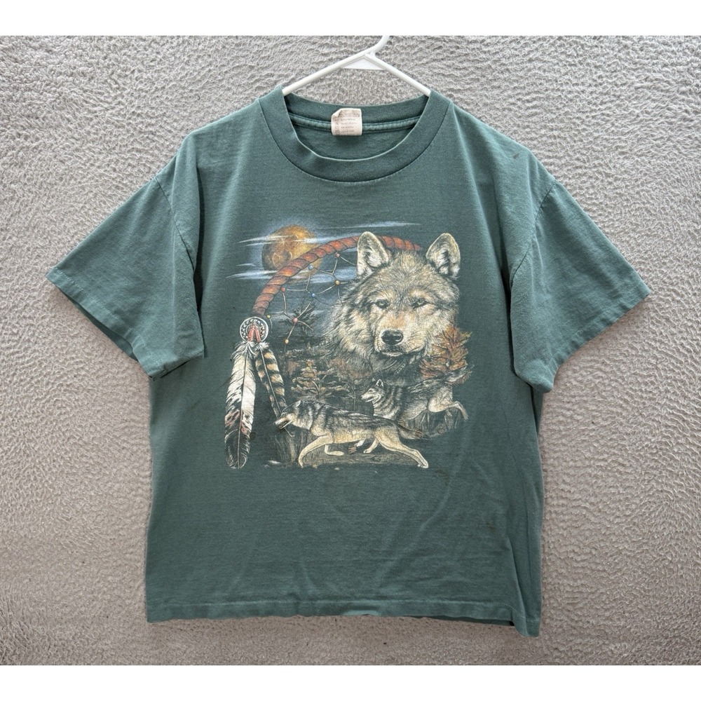 Vintage CMJ Shirt Adult Large Green Single Stitch Crewneck Nature Grunge 90s